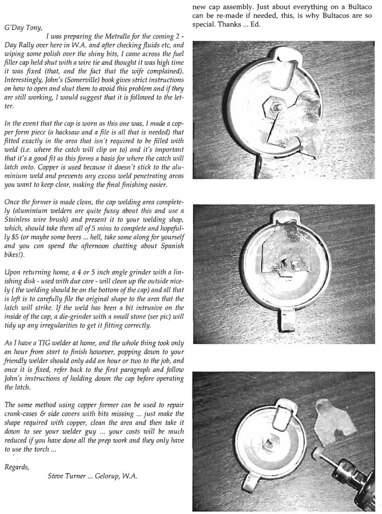Fuel Tank Cap Fix « Club Bultaco Australia